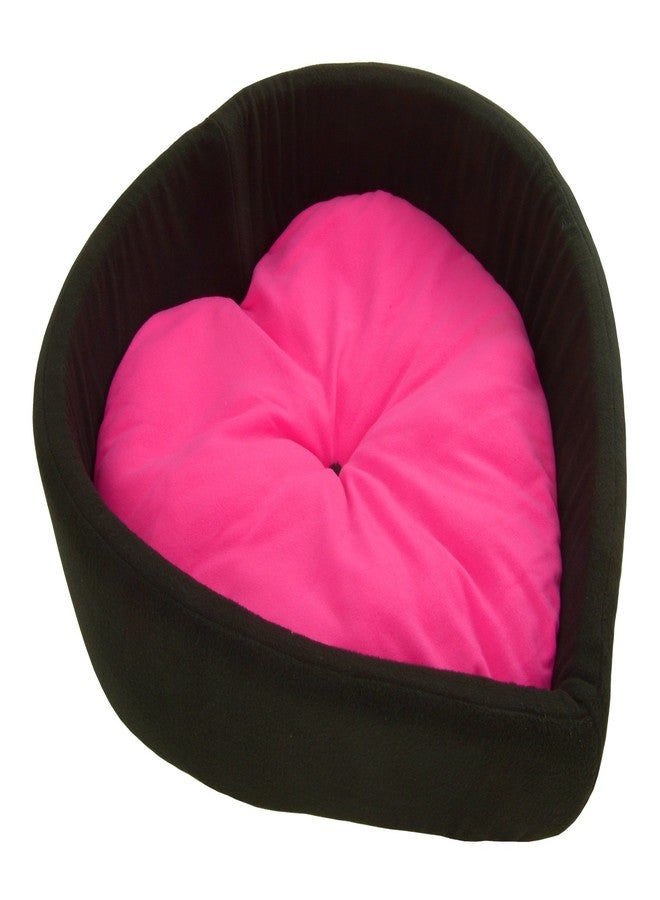 Fluffy's Luxurious Pink & Black Soft Dog/Cat Bed Heart Shape (Export Quality)- XL - Image 1